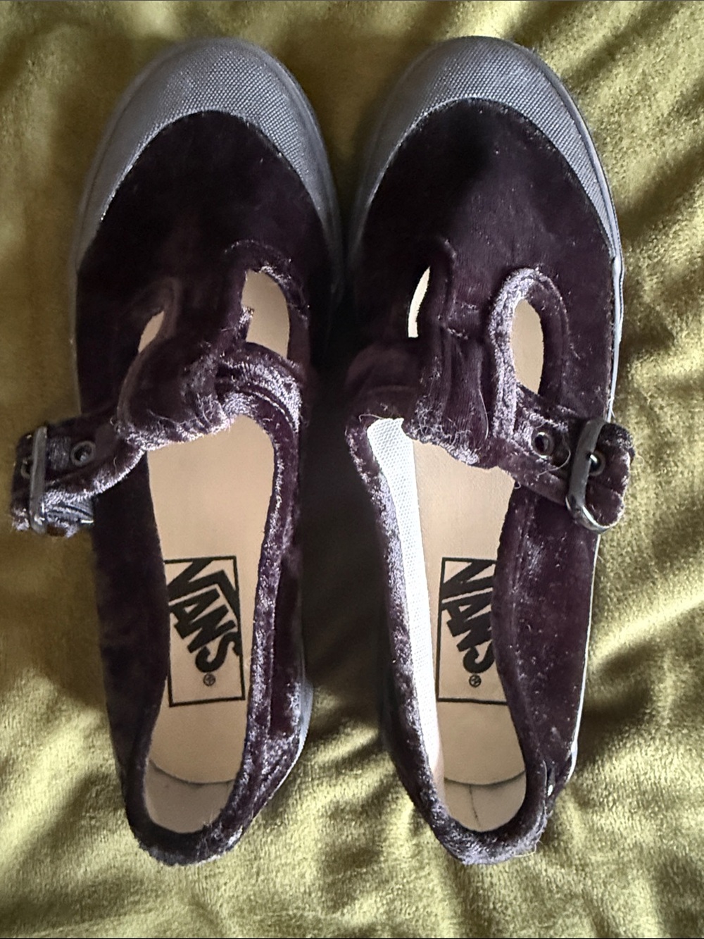 Vans Women's Velvet Mary Jane Flats in Black